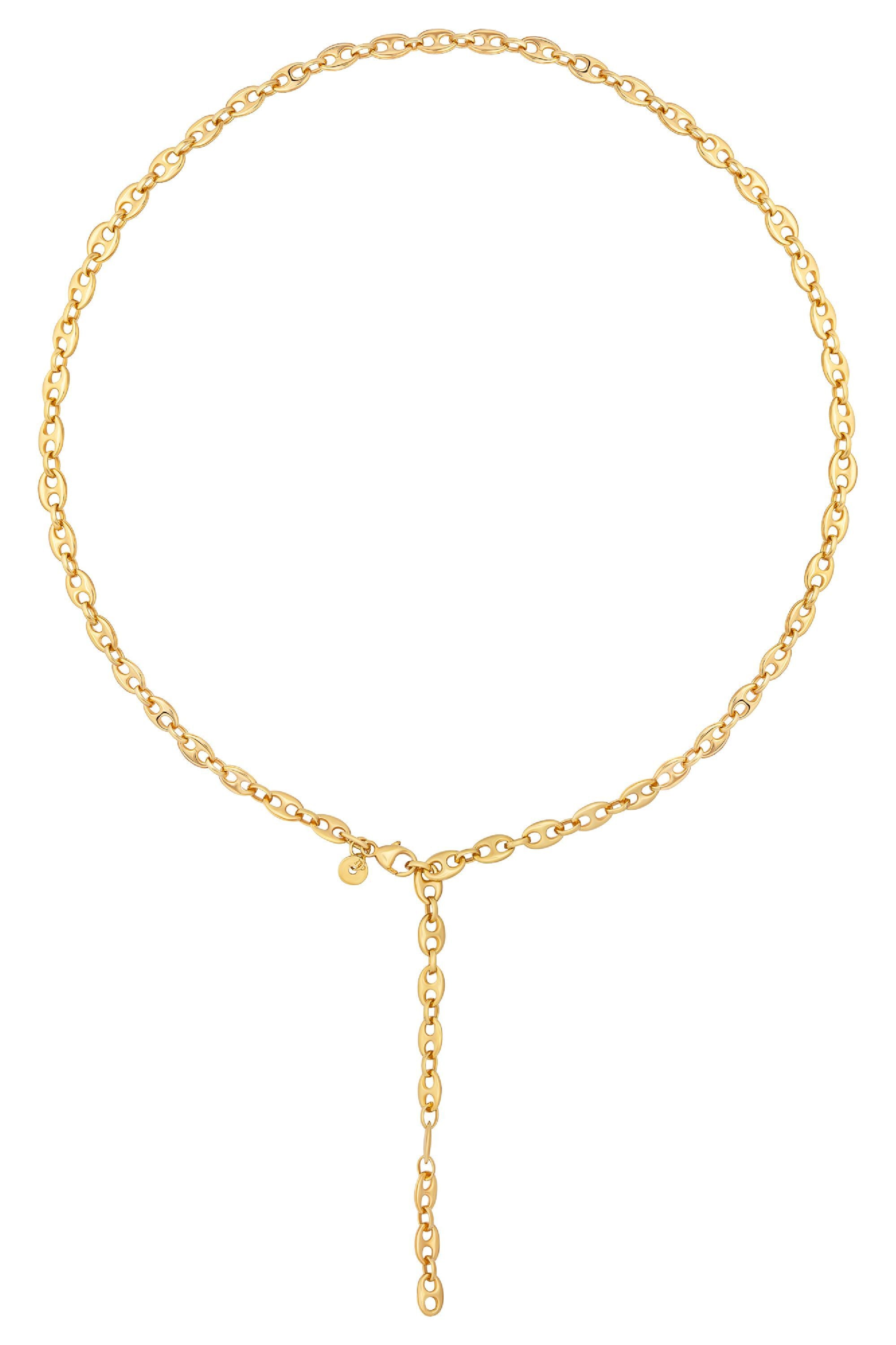 Collier 925 Silber vergoldet Kette Y-Kette Kaffeebohnenkette