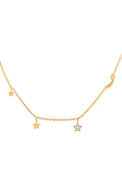 Anhänger mit Kette 925 Sterling Silber gelb vergoldet Sterne Sternschnuppe Zirkonia