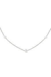 Collier 925 Sterling Silber rhodiniert Sonne - Mond - Stern