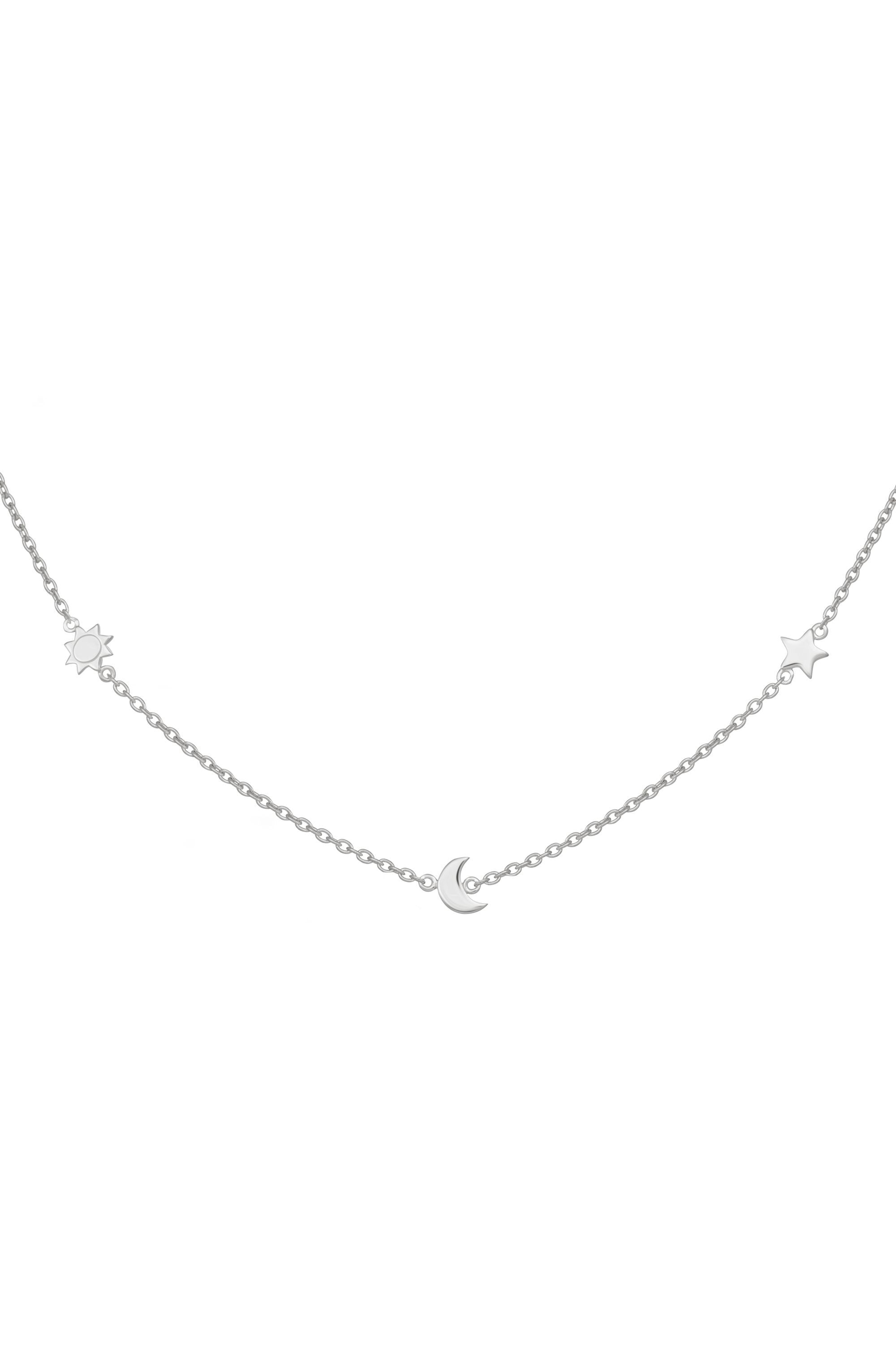 Collier 925 Sterling Silber rhodiniert Sonne - Mond - Stern