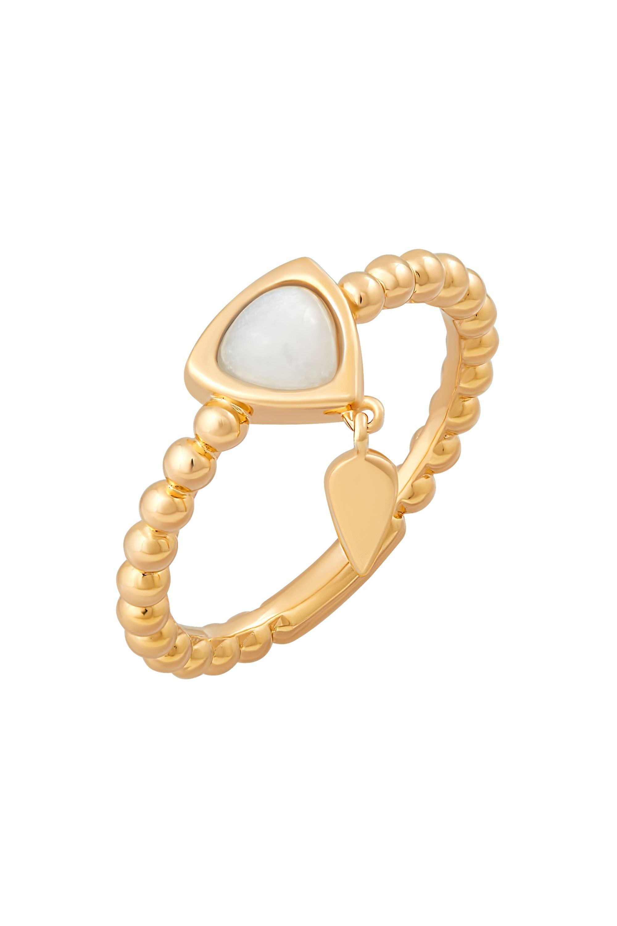 Ring 925 Silber vergoldet weißer Mondstein