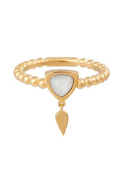 Ring 925 Silber vergoldet weißer Mondstein