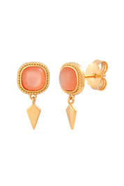 Ohrstecker mit Anhänger 925 Silber vergoldet oranger Mondstein