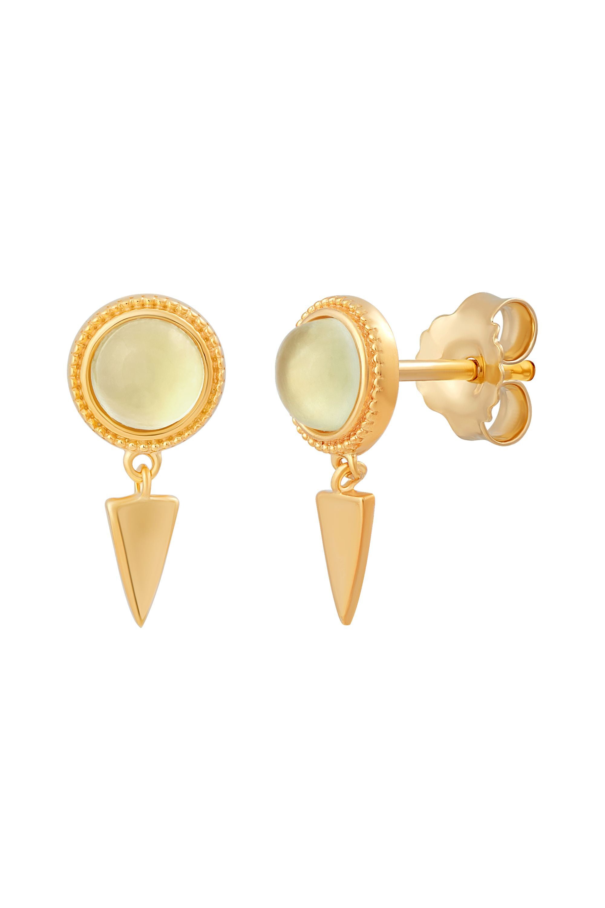 Ohrstecker mit Anhänger 925 Silber vergoldet Prehnit