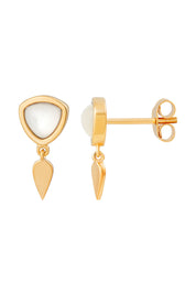 Ohrstecker mit Anhänger 925 Silber vergoldet weißer Mondstein