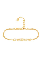 Armband 925 Silber vergoldet zweireihig Herzen