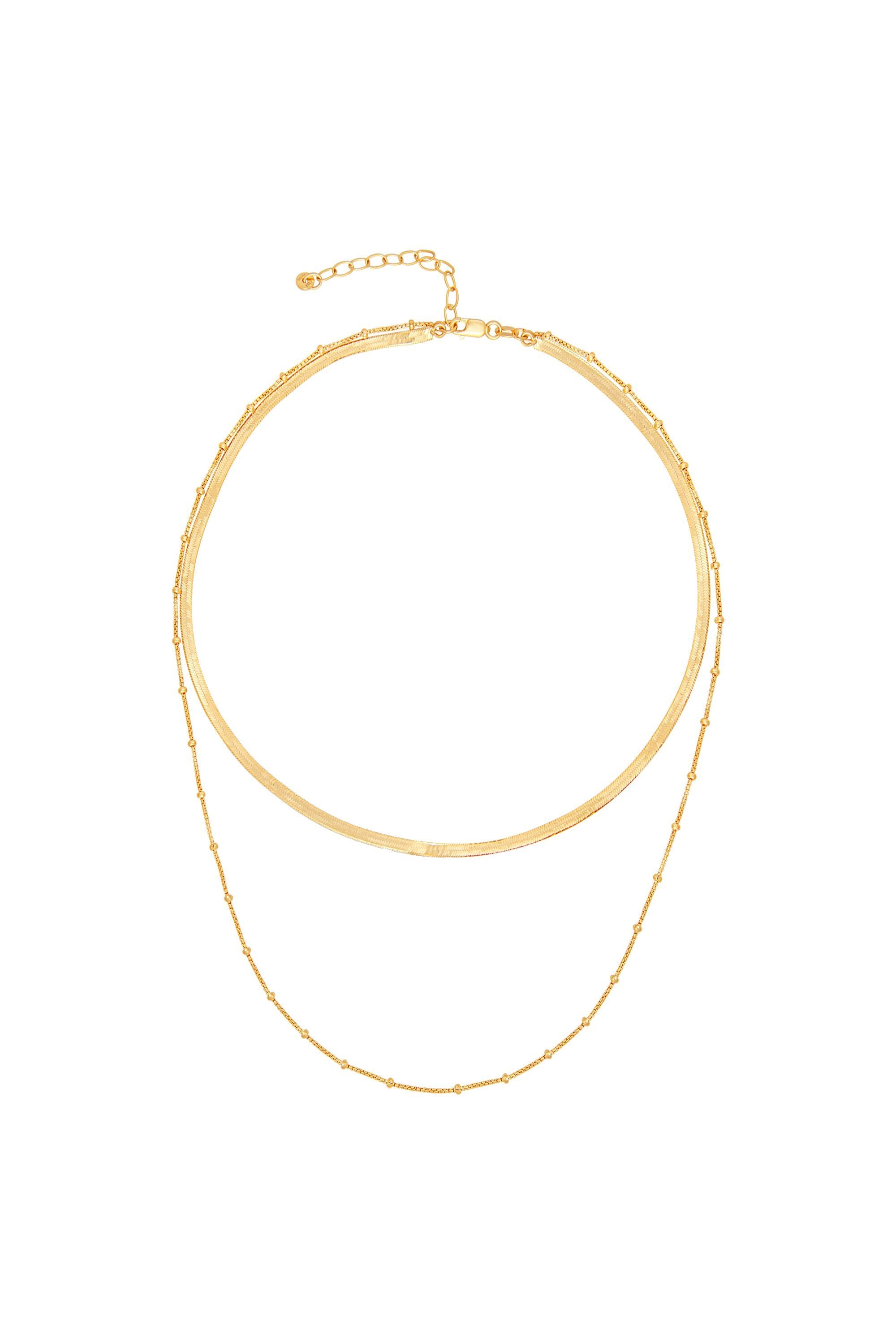 Collier 925 Sterling Silber vergoldet Layering  zweifach Schlangenkette