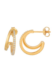 Steck-Creolen 925  Silber vergoldet zweifach Zirkonia