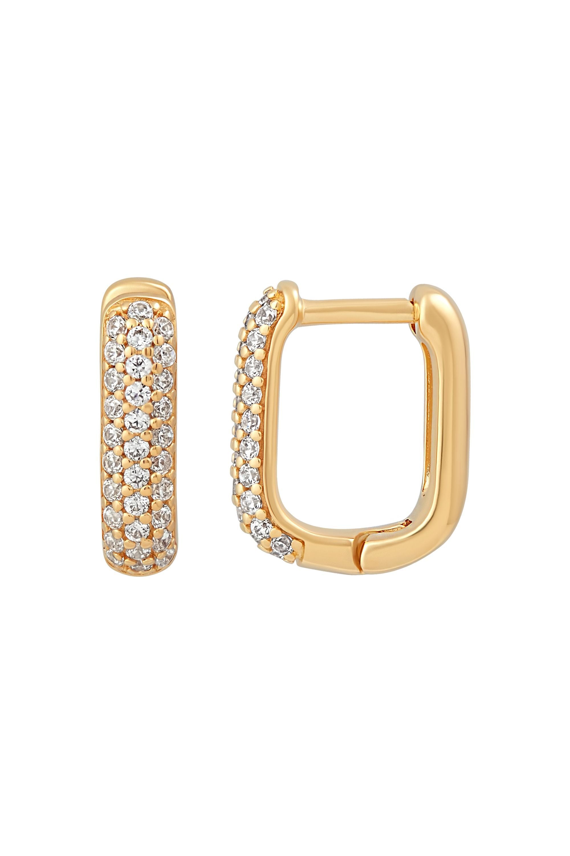 Eck-Creolen 925  Silber vergoldet Zirkonia