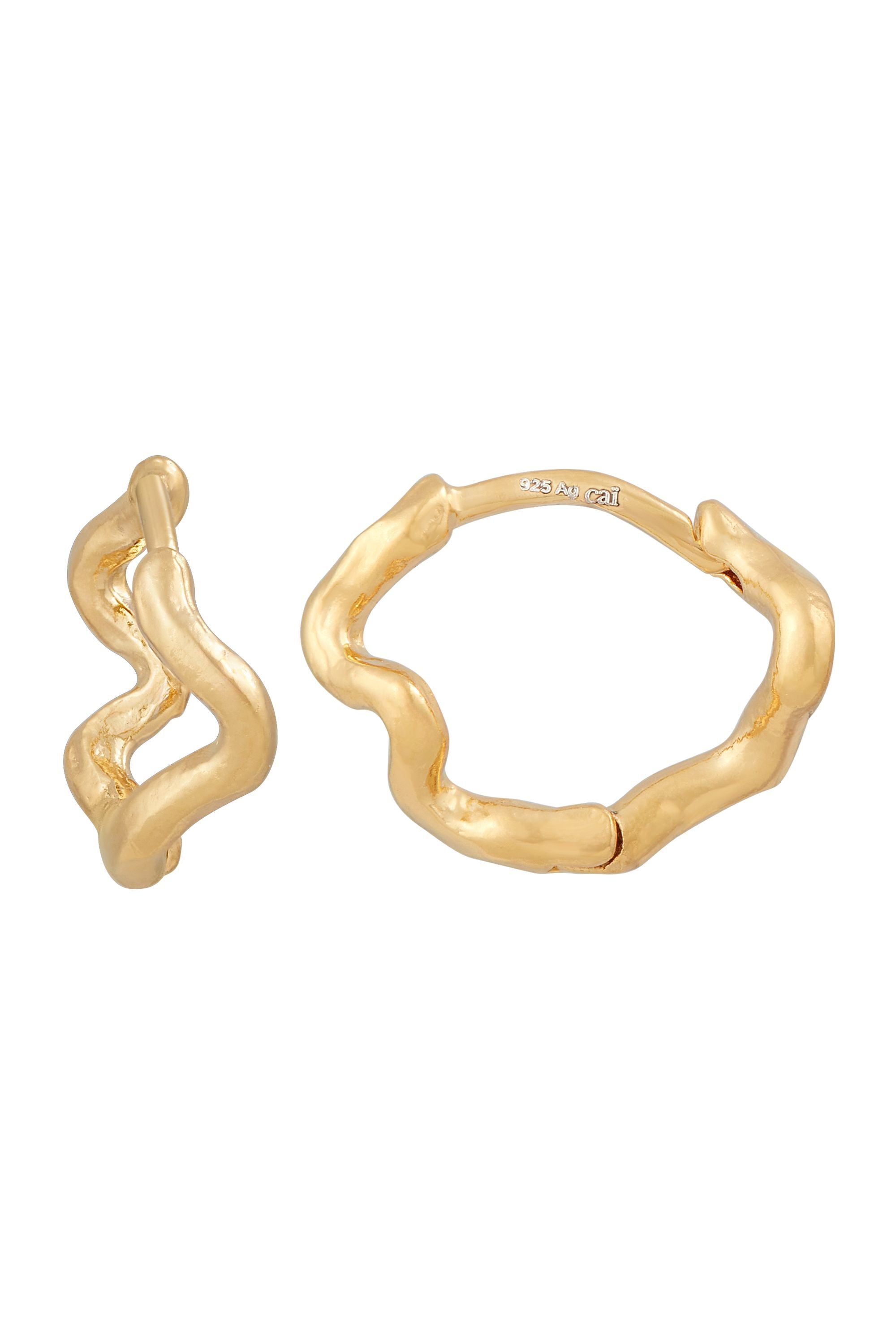 Creole 925  Silber vergoldet wellig organisch