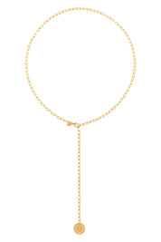 Collier 925 Silber Kette Y-Kette vergoldet Münze Sonne Karma