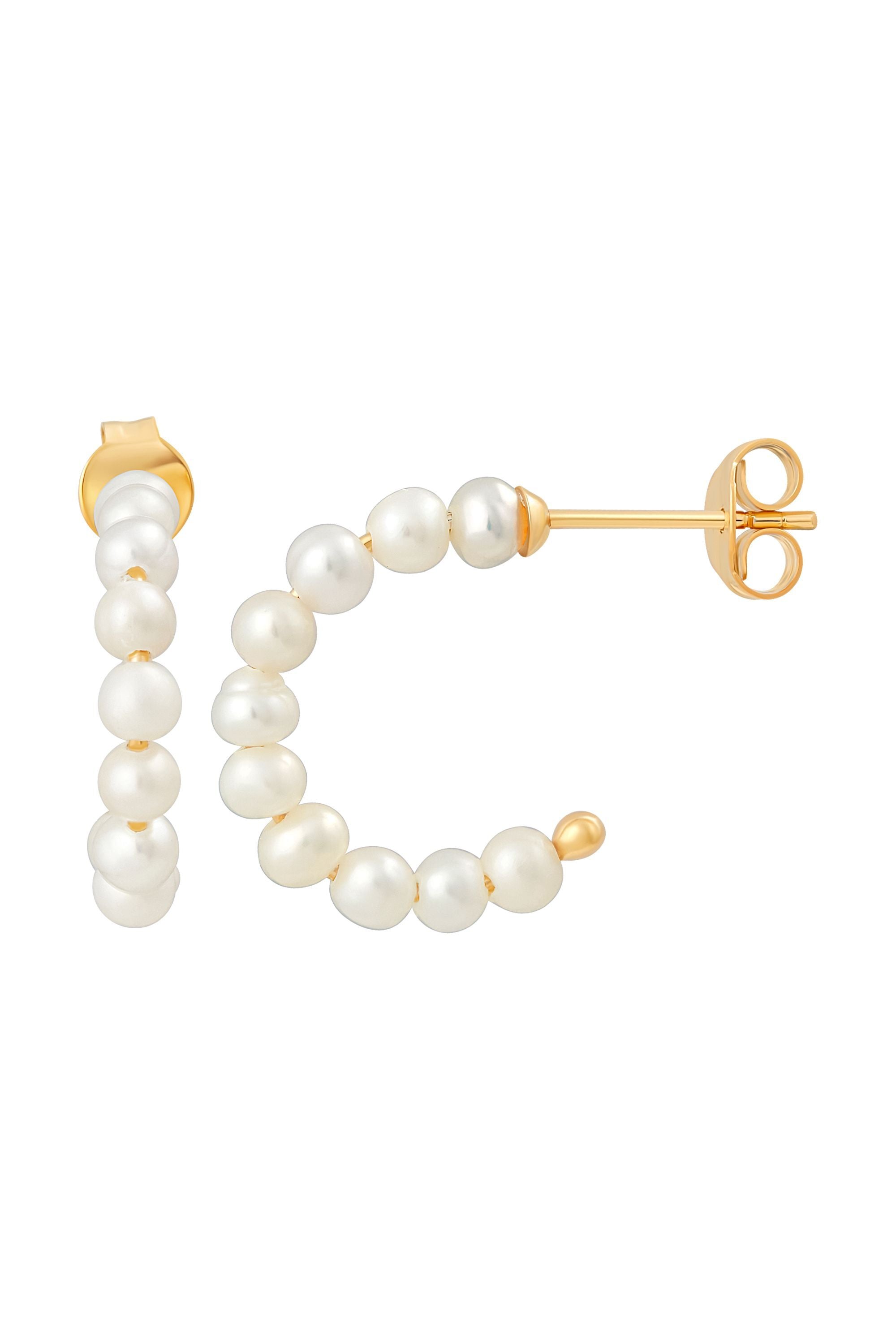 Creolen 925 Silber vergoldet Perlen