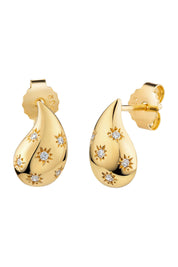 Ohrstecker 925 Silber vergoldet Tropfen Zirkonia Sterne