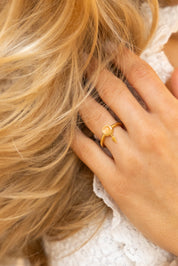 Ring 925 Silber vergoldet orange Mondstein