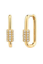 Klapp-Creolen 925  Silber vergoldet Zirkonia