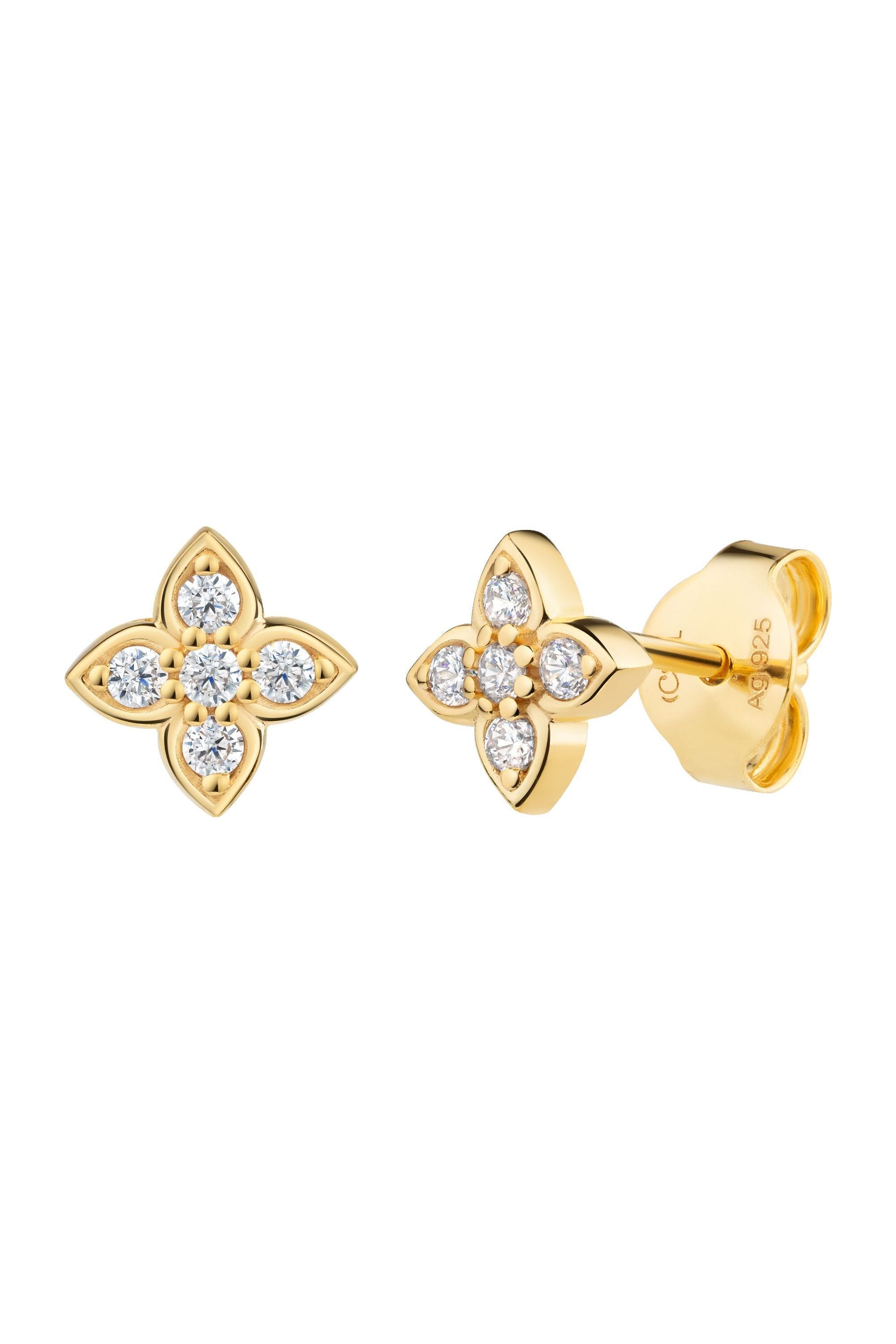 Ohrstecker 925  Silber vergoldet Zirkonia