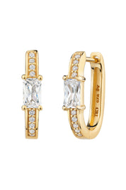 Klapp-Creolen 925  Silber vergoldet Zirkonia