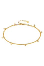 Fußkette 925 Silber vergoldet zweireihig Kugelanhänger