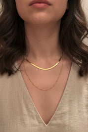 Collier 925 Sterling Silber vergoldet Layering  zweifach Schlangenkette