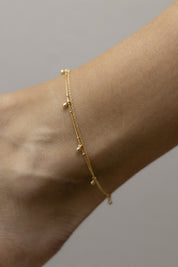 Fußkette 925 Silber vergoldet zweireihig Kugelanhänger