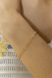 Armband 925 Silber vergoldet zweireihig Herzen