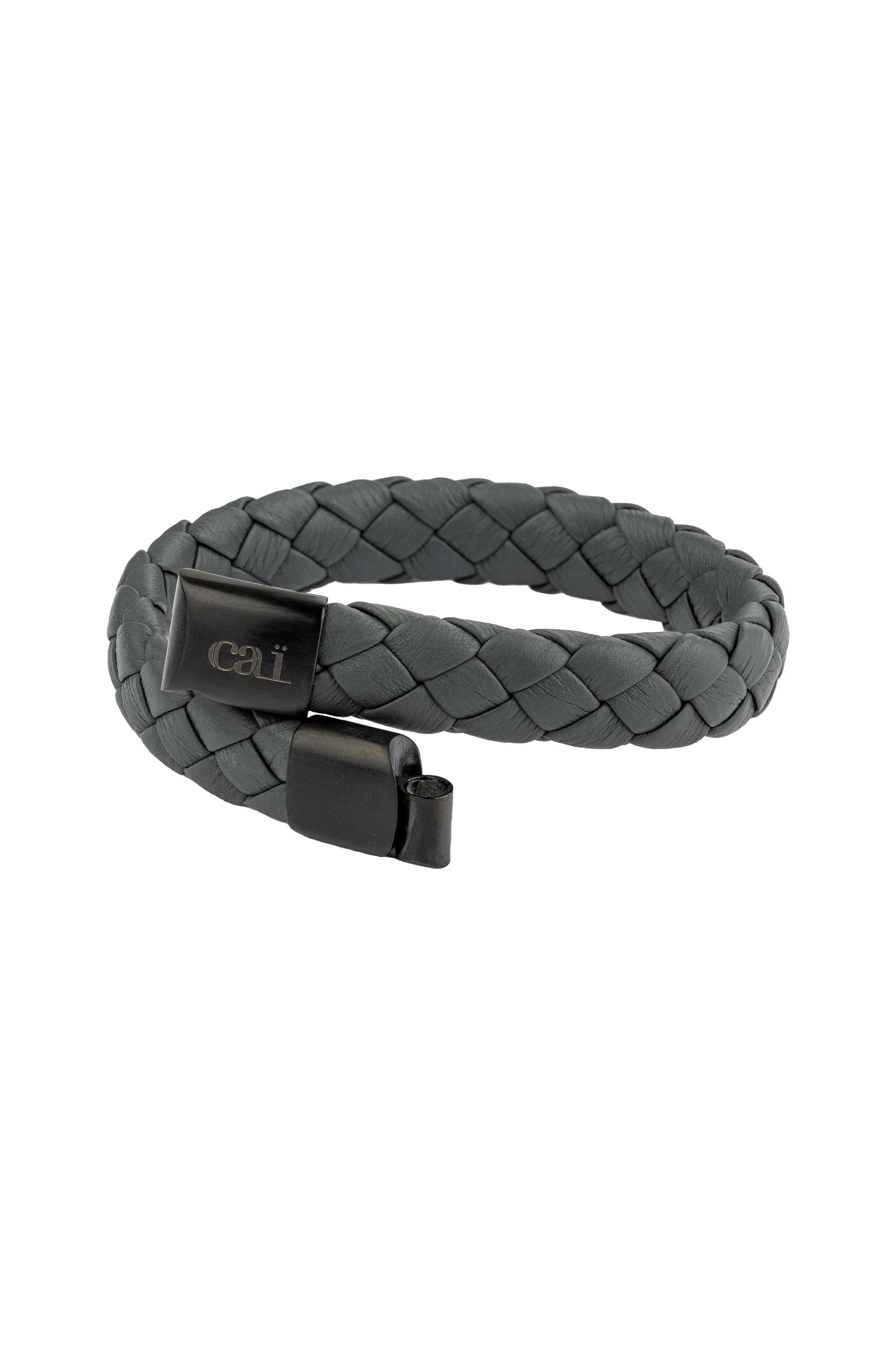 Armband Lederarmband geflochten anthrazit 21cm