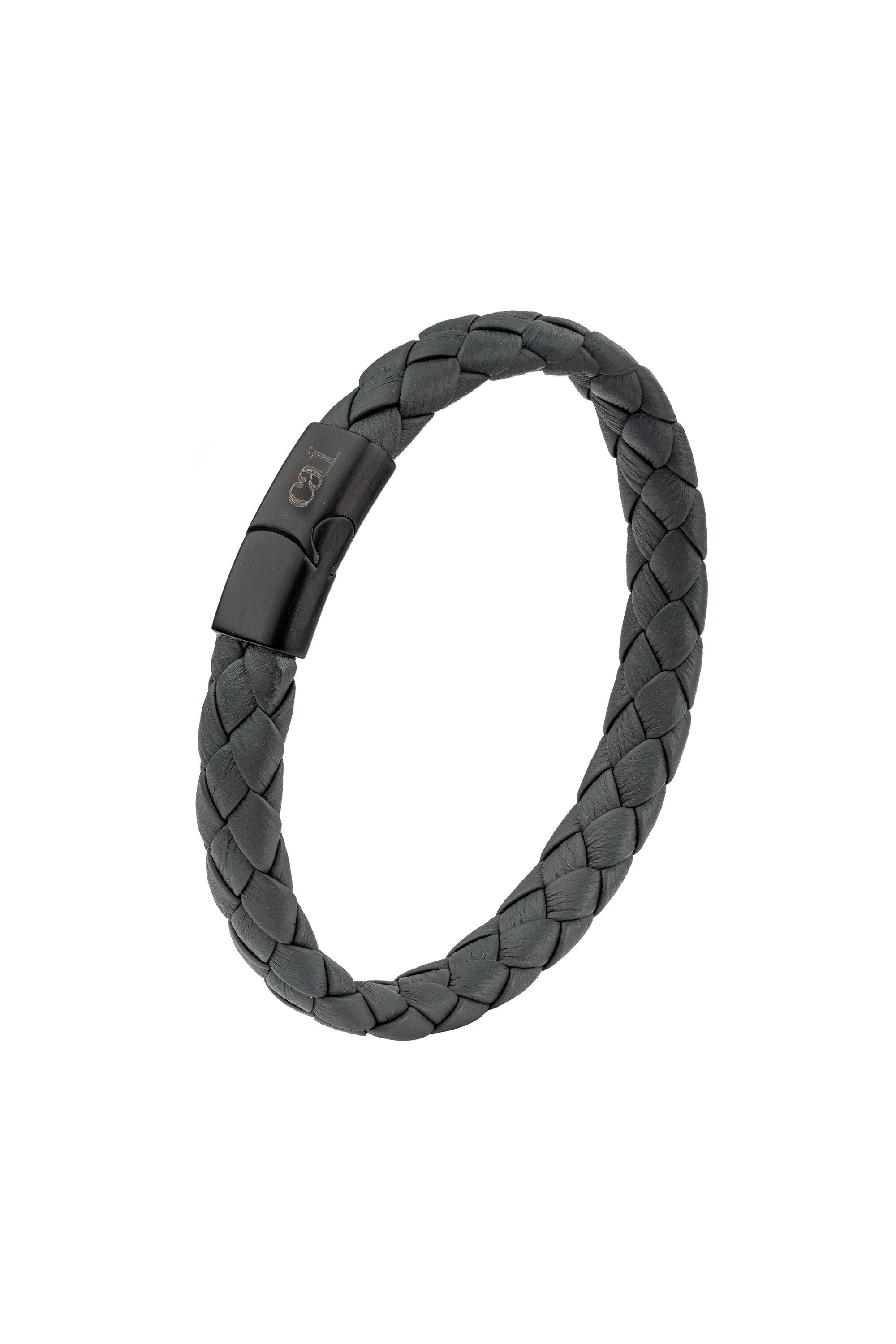 Armband Lederarmband geflochten anthrazit 21cm