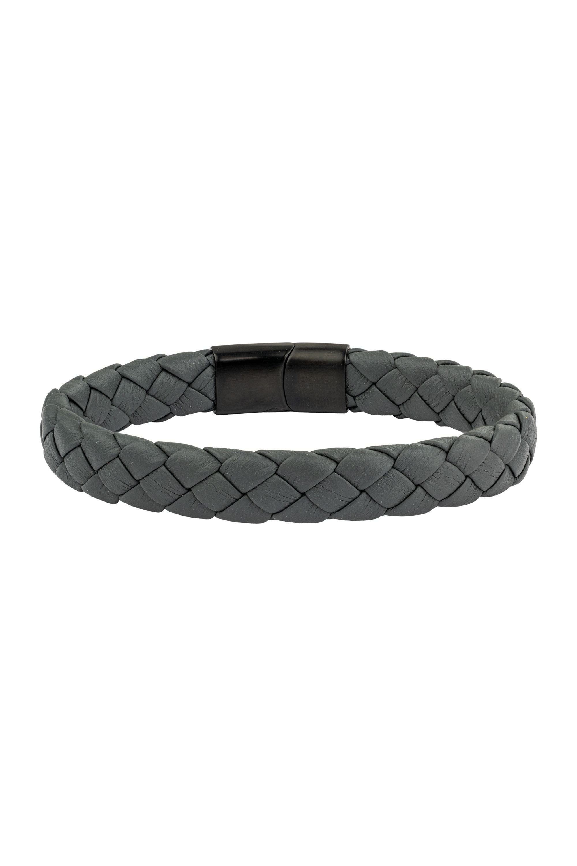 Armband Lederarmband geflochten anthrazit 21cm
