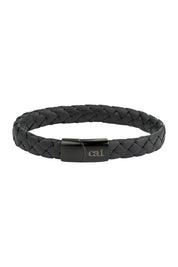 Armband Lederarmband geflochten schwarz 21cm