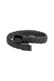 Armband Lederarmband geflochten schwarz 21cm
