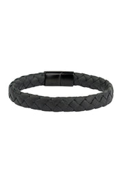 Armband Lederarmband geflochten schwarz 21cm