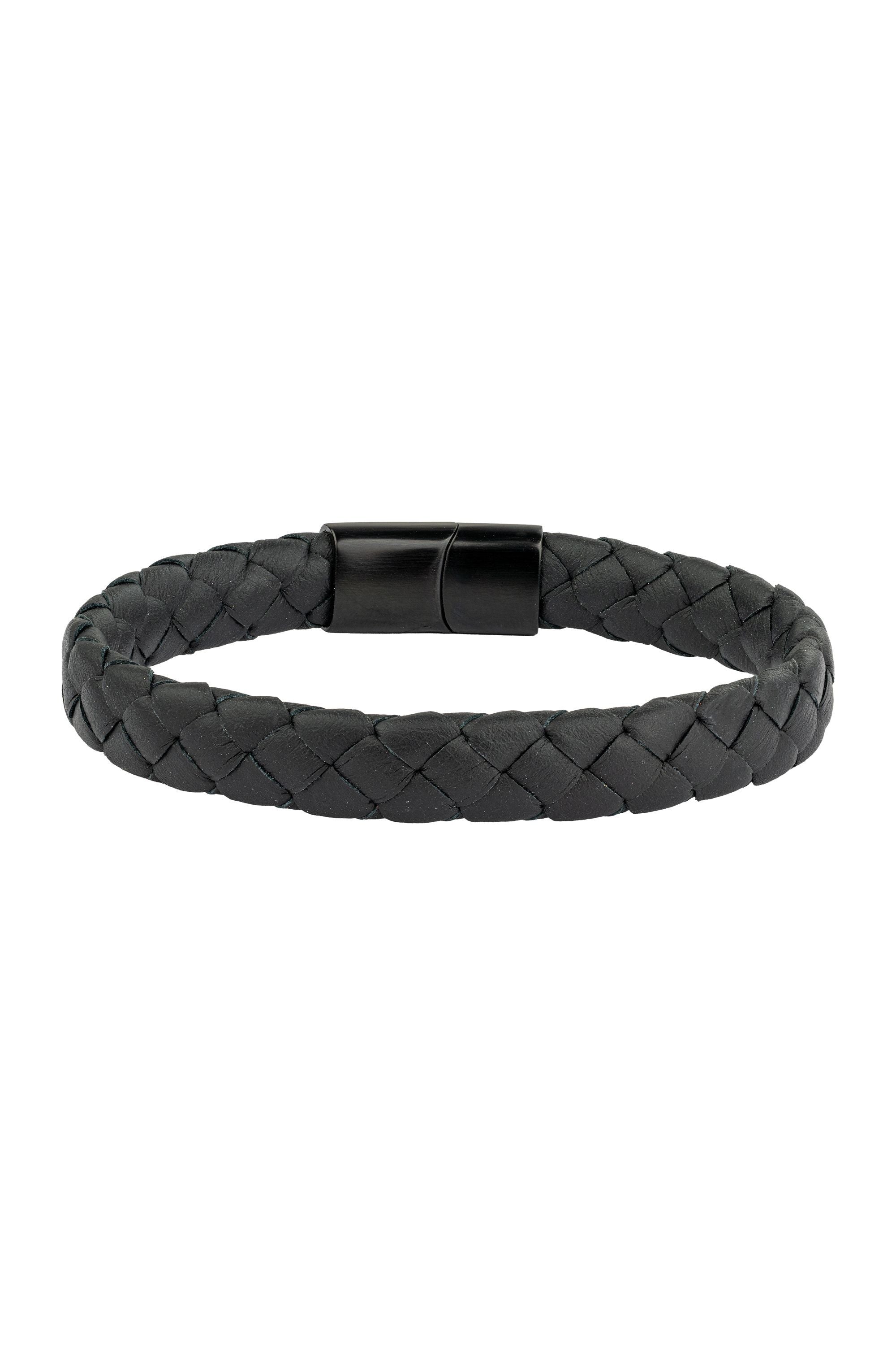 Armband Lederarmband geflochten schwarz 21cm