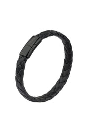 Armband Lederarmband geflochten schwarz 21cm