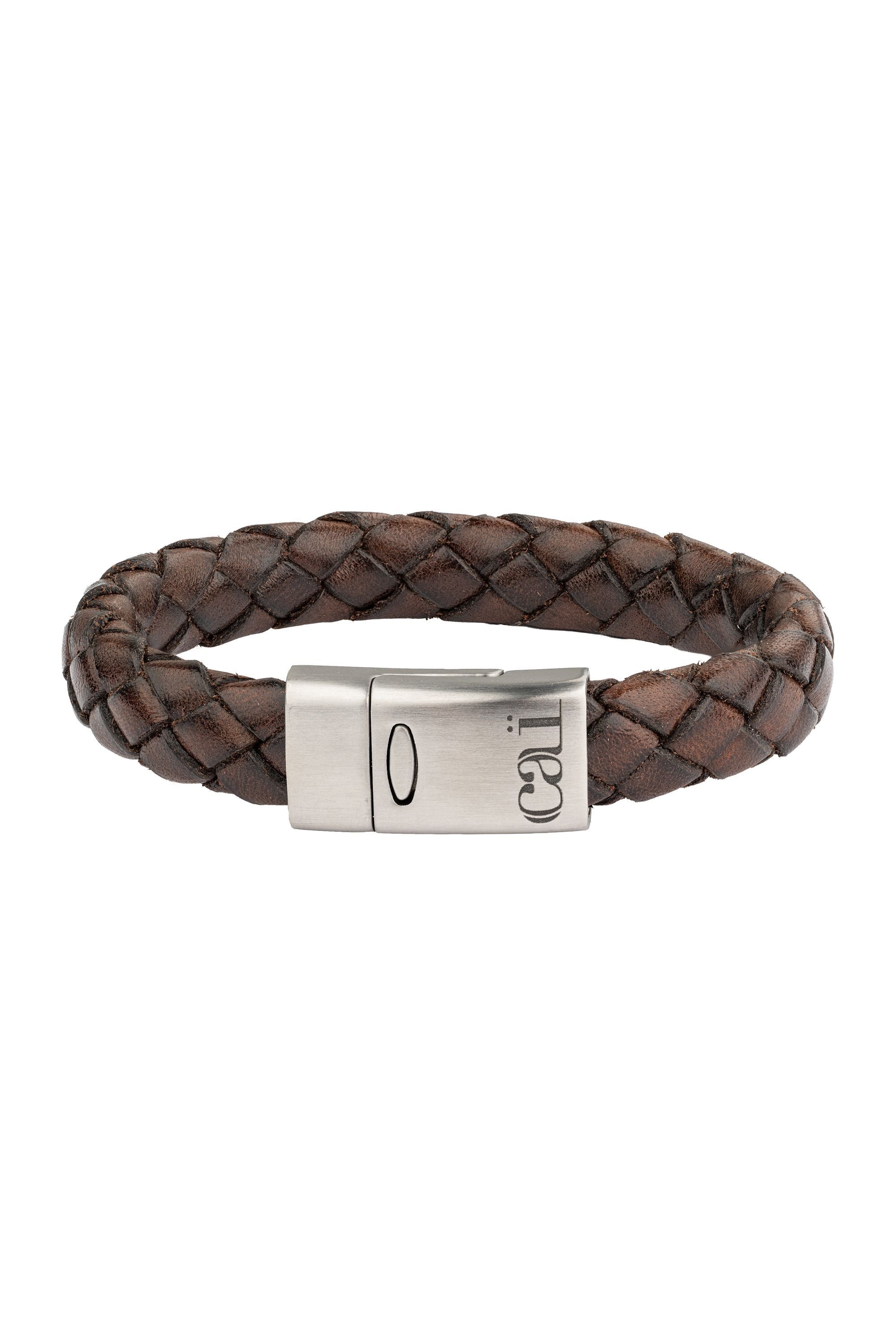 Armband Lederarmband geflochten braun 21cm