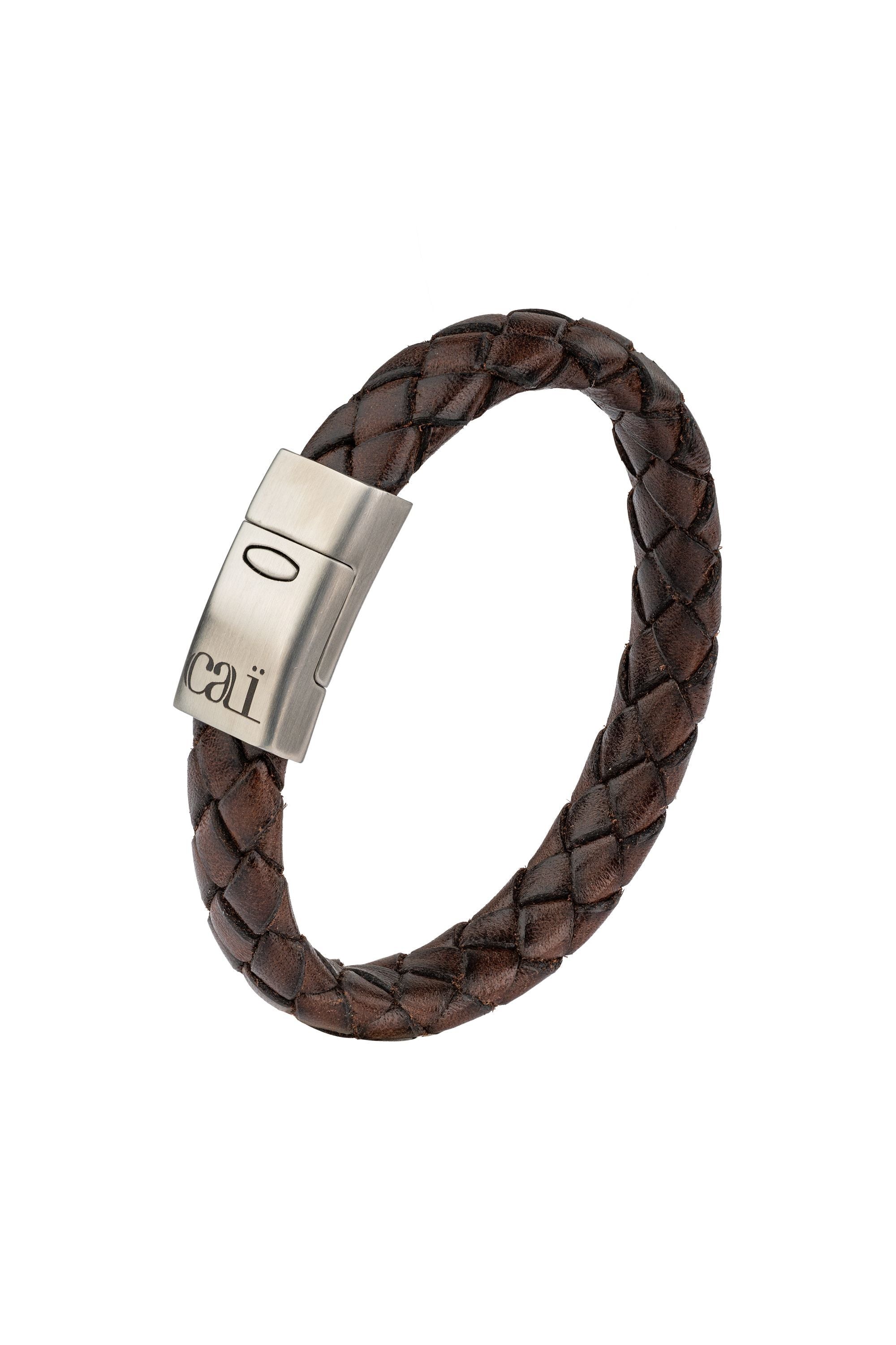 Armband Lederarmband geflochten braun 21cm