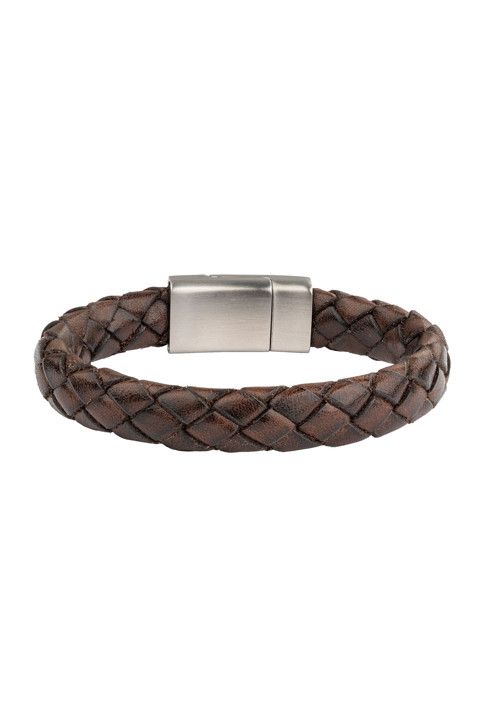 Armband Lederarmband geflochten braun 21cm