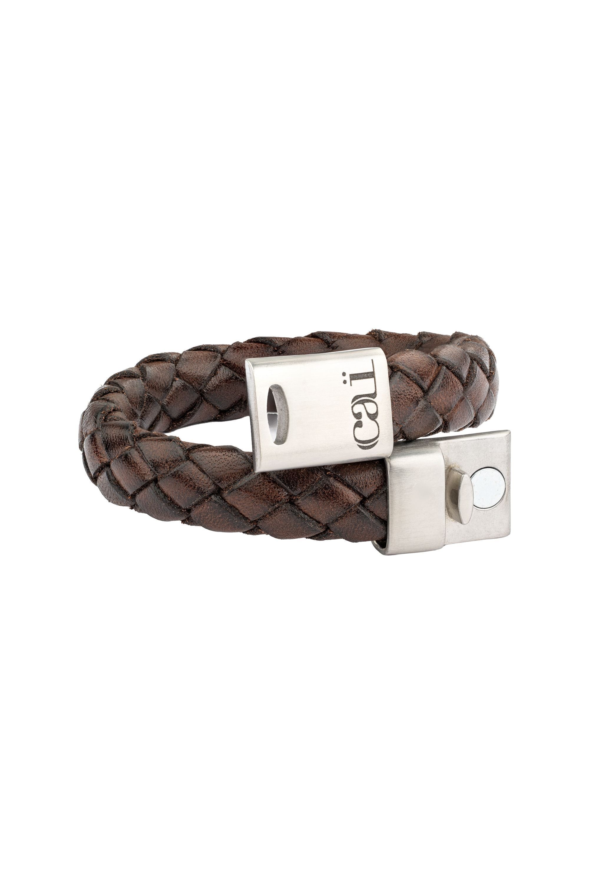 Armband Lederarmband geflochten braun 21cm