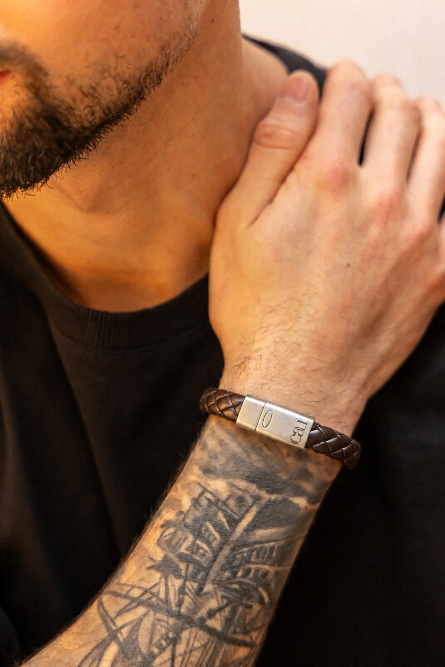 Armband Lederarmband geflochten braun 21cm