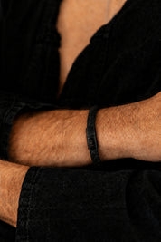 Armband Lederarmband geflochten schwarz 21cm