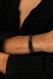 Armband Lederarmband geflochten anthrazit 21cm