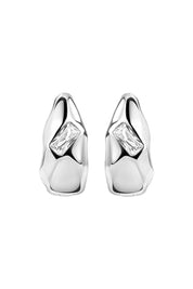 Ohrringe Silber 925 rhodiniert mit weißem Baguette-Zirkonia Amorph