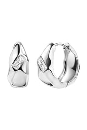 Ohrringe Silber 925 rhodiniert mit weißem Baguette-Zirkonia Amorph