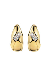 Ohrringe Silber 925 vergoldet mit weißem Baguette-Zirkonia Amorph