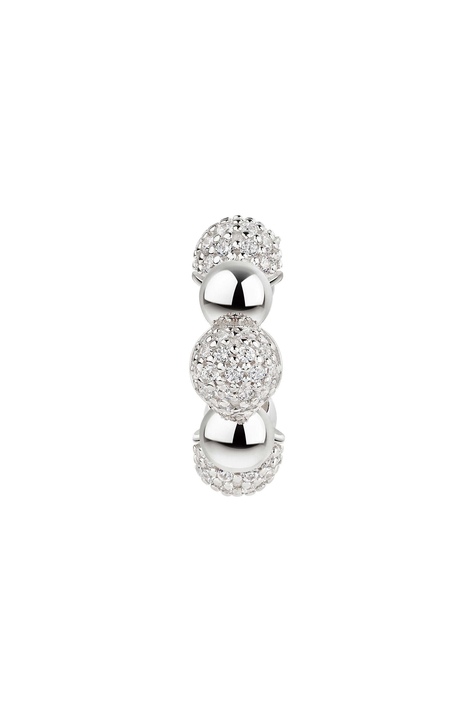 Ear Cuff 925 Sterling Silber rhodiniert mit weißem Zirkonia Bubble