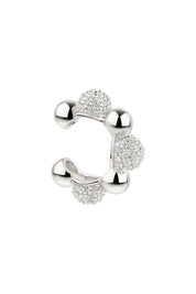 Ear Cuff 925 Sterling Silber rhodiniert mit weißem Zirkonia Bubble