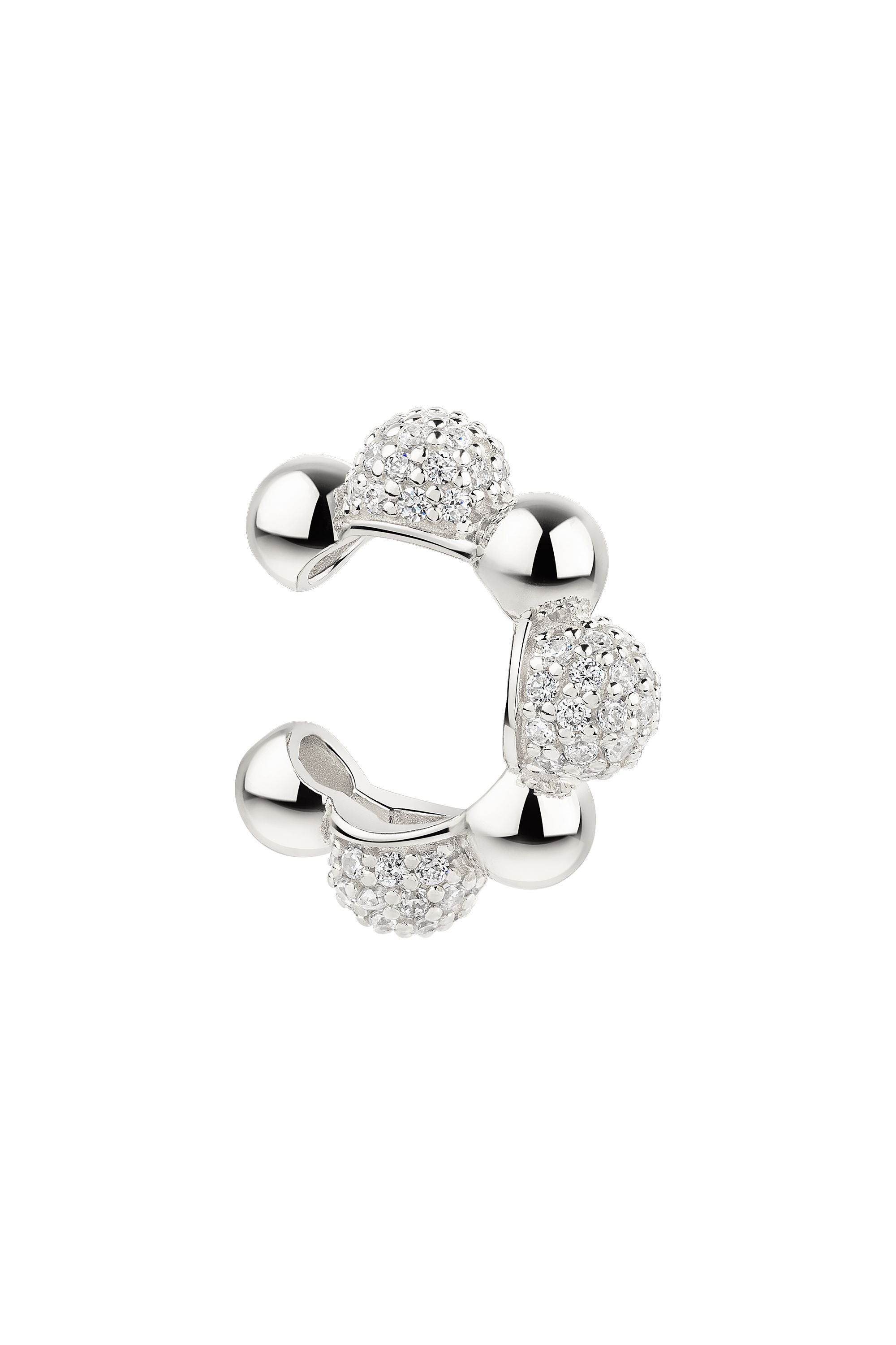 Ear Cuff 925 Sterling Silber rhodiniert mit weißem Zirkonia Bubble