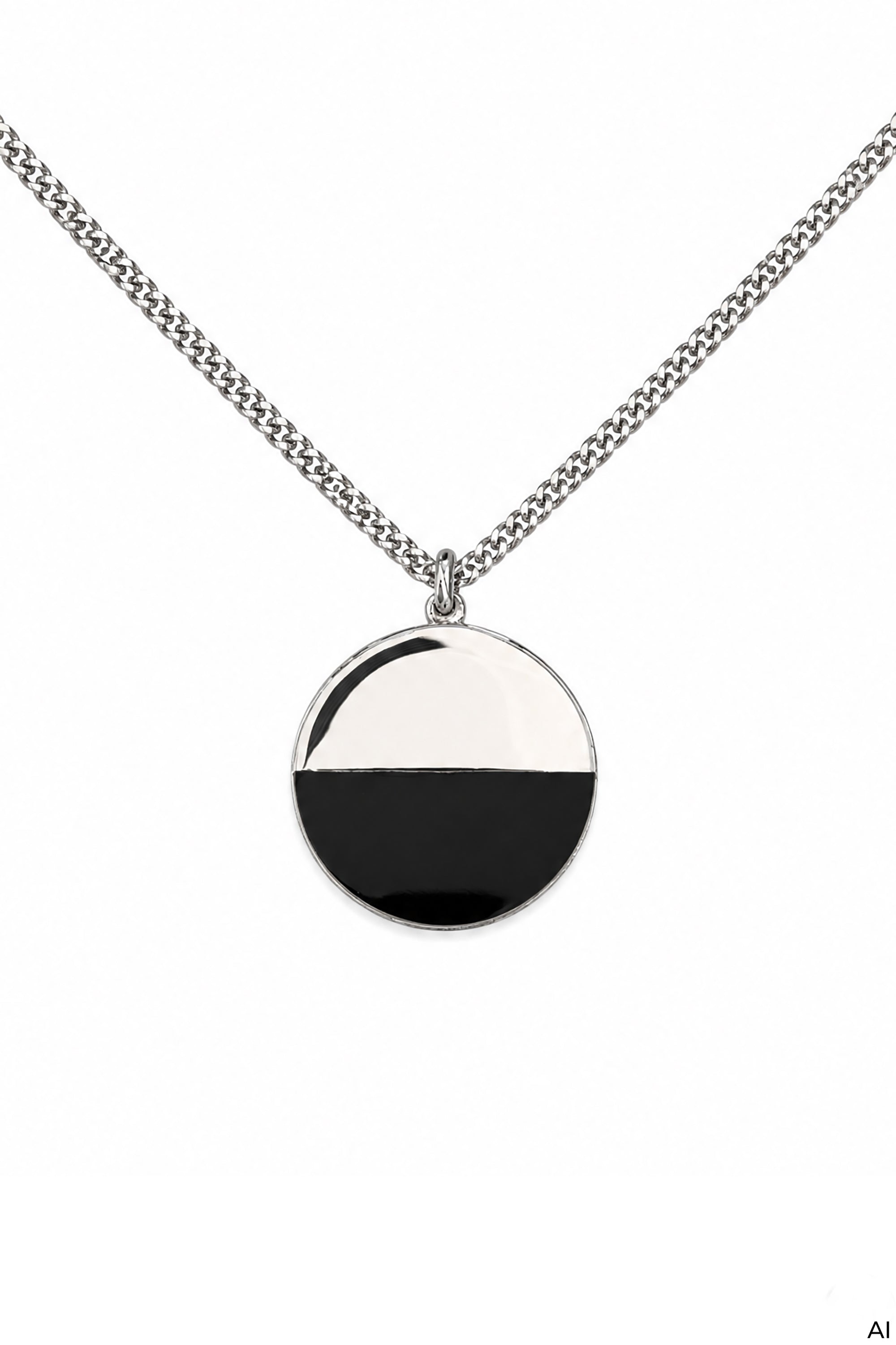 Halskette 925 Sterling Silber rhodiniert Onyx schwarz