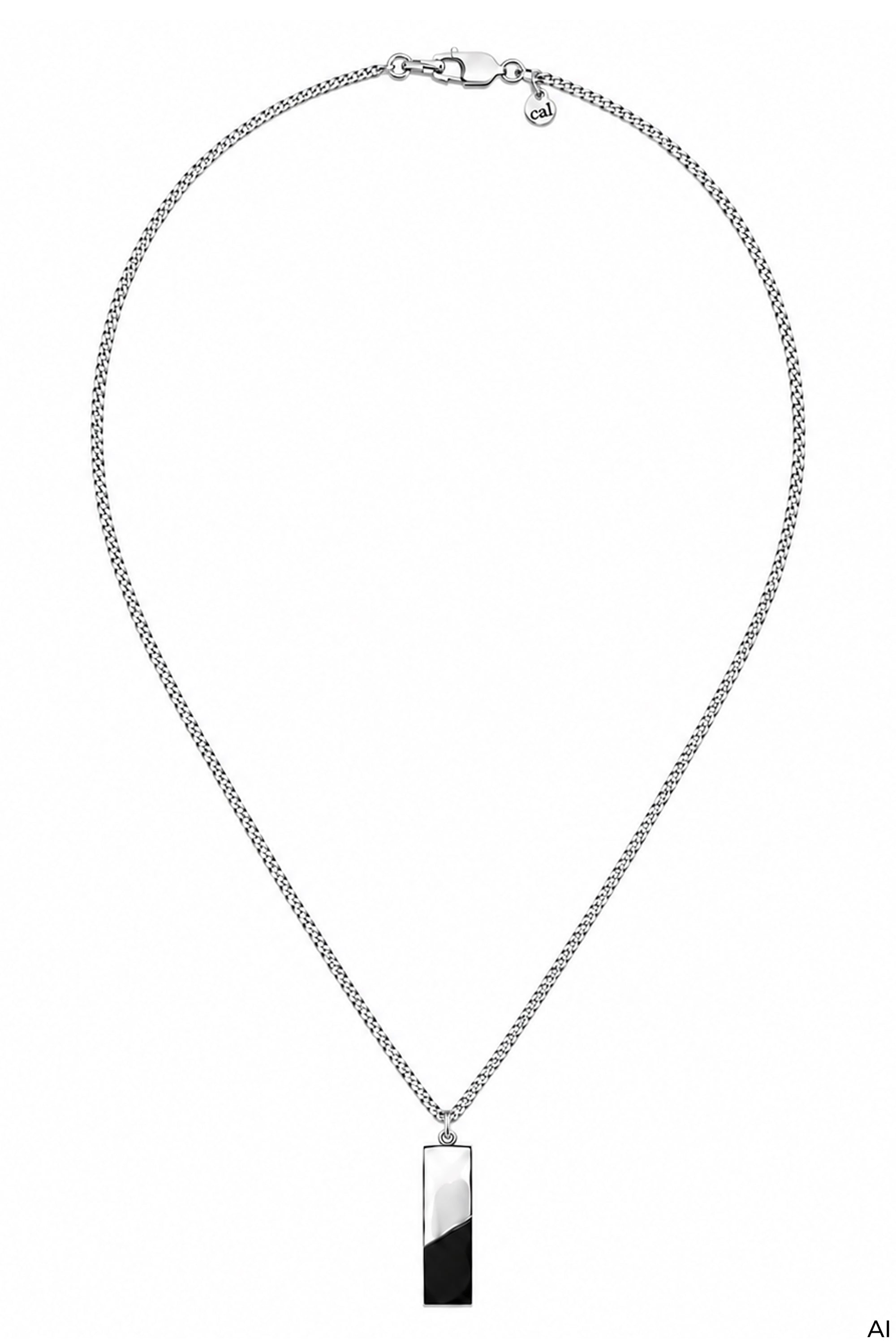 Halskette 925 Sterling Silber rhodiniert Onyx schwarz