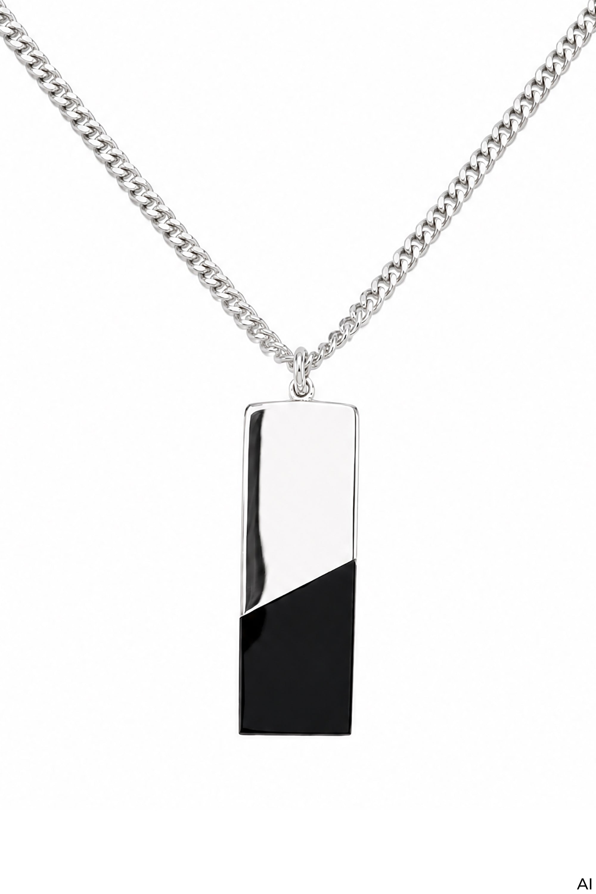 Halskette 925 Sterling Silber rhodiniert Onyx schwarz