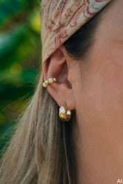 Ear Cuff 925 Sterling Silber vergoldet mit weißem Zirkonia Bubble